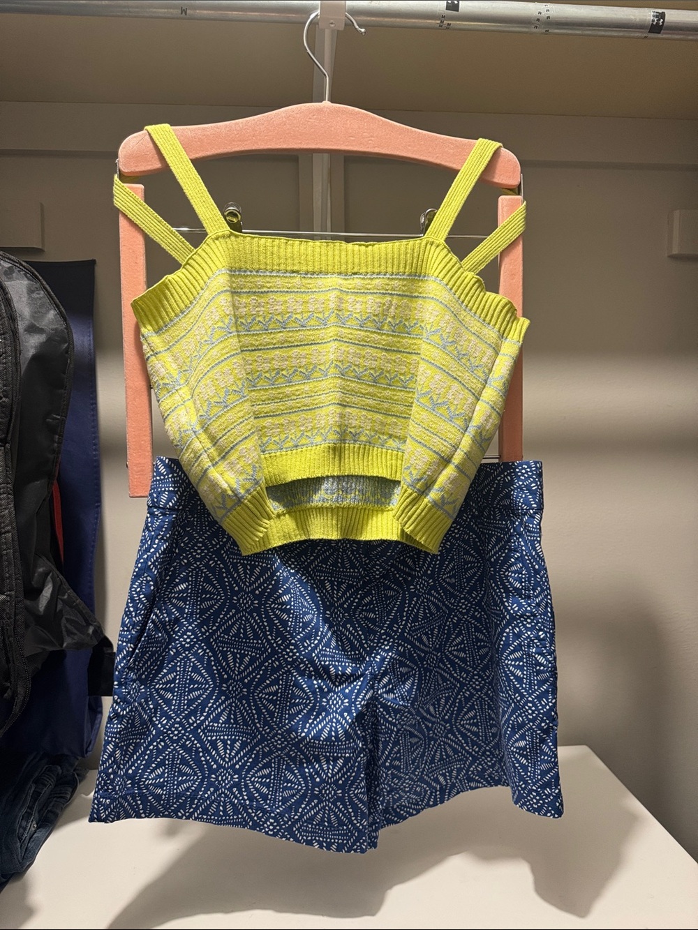 Knit Cropped Tank Top with Royal Blue Mini Shorts